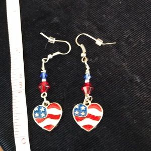 Patriotic American heart earrings